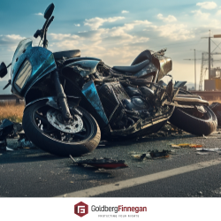 A motorcycle sits in the road after a Silver Springs motorcycle accident