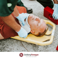 Person with a neck injury being attended to in Maryland